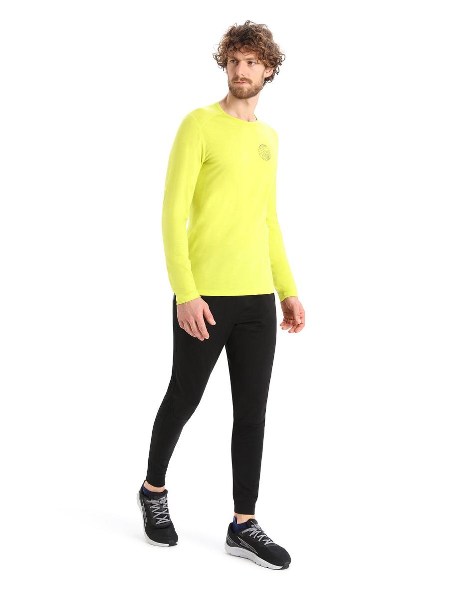 Base Layers Icebreaker Merino 200 Oasis Long Sleeve Crewe Alps 3D Homme Jaune | FR 1350KORI